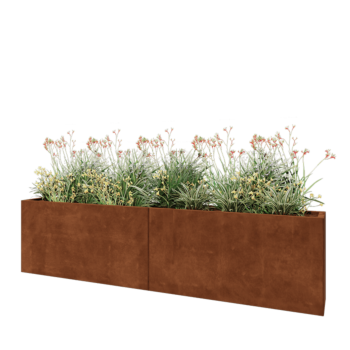 Cortenstaal plantenbak XXL - Rechthoek - 240 x 30 x 60 cm - Met bodemplaat