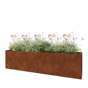Cortenstaal plantenbak XXL - Rechthoek - 240 x 50 x 60 cm - Met bodemplaat