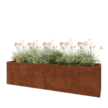 Cortenstaal plantenbak XXL - Rechthoek - 240 x 60 x 60 cm - Met bodemplaat
