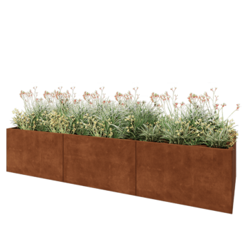 Cortenstaal plantenbak XXL - Rechthoek - 300 x 100 x 60 cm - Met bodemplaat