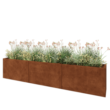 Cortenstaal plantenbak XXL - Rechthoek - 300 x 40 x 60 cm - Met bodemplaat