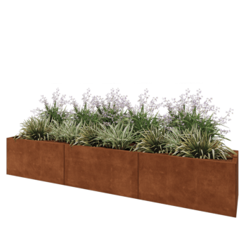 Cortenstaal plantenbak XXL - Rechthoek - 300 x 50 x 50 cm - Met bodemplaat