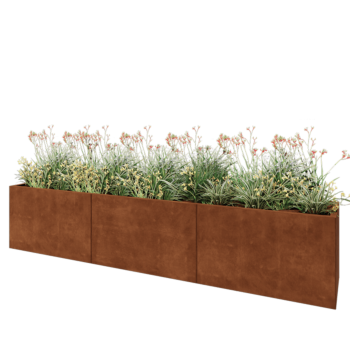 Cortenstaal plantenbak XXL - Rechthoek - 300 x 50 x 60 cm - Met bodemplaat