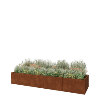 Cortenstaal plantenbak XXL - Rechthoek - 400 x 100 x 60 cm - Zonder bodemplaat