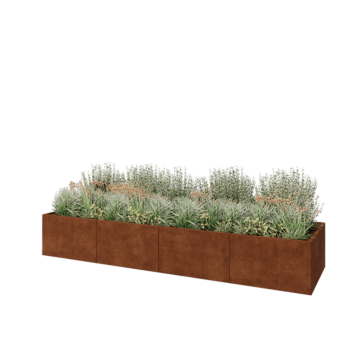 Cortenstaal plantenbak XXL - Rechthoek - 400 x 100 x 60 cm - Zonder bodemplaat