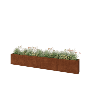 Cortenstaal plantenbak XXL - Rechthoek - 400 x 30 x 60 cm - Met bodemplaat