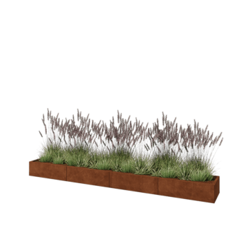 Cortenstaal plantenbak XXL - Rechthoek - 400 x 50 x 30 cm - Met bodemplaat