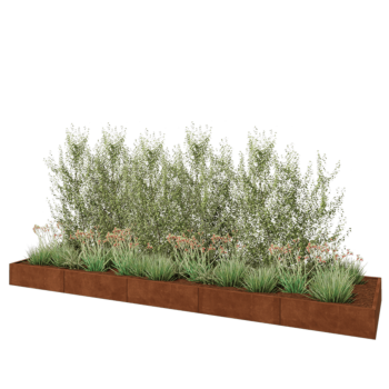 Cortenstaal plantenbak XXL - Rechthoek - 500 x 120 x 30 cm - Met bodemplaat