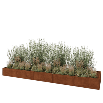 Cortenstaal plantenbak XXL - Rechthoek - 500 x 120 x 40 cm - Met bodemplaat