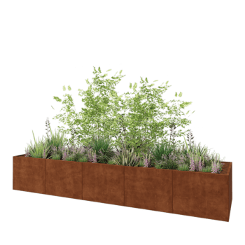 Cortenstaal plantenbak XXL - Rechthoek - 500 x 120 x 80 cm - Met bodemplaat