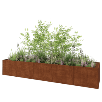 Cortenstaal plantenbak XXL - Rechthoek - 500 x 120 x 80 cm - Met bodemplaat