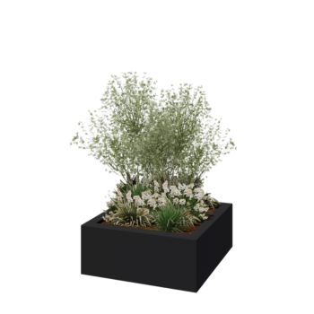 Polyester plantenbak - Vierkant - 100 x 100 x 40 cm - RAL7021 mat (zwartgrijs) - Met bodem