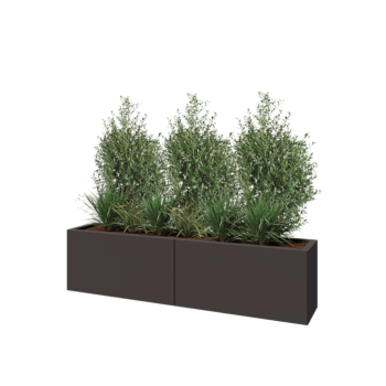 Stalen plantenbak XXL - Rechthoek - 160 x 30 x 40 cm - RAL7016 mat (antraciet grijs) - Met bodemplaat