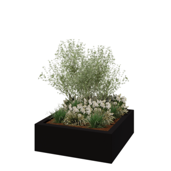 Polyester plantenbak - Vierkant - 120 x 120 x 40 cm - RAL9005 mat (zwart) - Met bodem