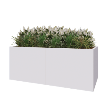 Stalen plantenbak XXL - Rechthoek - 200 x 100 x 80 cm - RAL9010 mat (wit) - Met bodemplaat