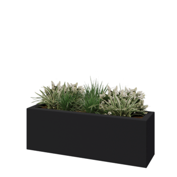 Polyester plantenbak - Rechthoek - 120 x 30 x 40 cm - RAL7021 mat (zwartgrijs) - Met bodem