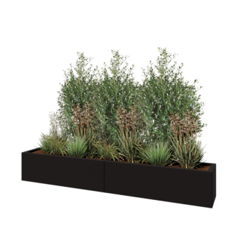 Stalen plantenbak XXL - Rechthoek - 200 x 30 x 30 cm - RAL9005 mat (zwart) - Zonder bodemplaat