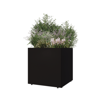 Stalen plantenbak - Vierkant - 70 x 70 x 70 cm - RAL9005 mat (zwart) - Met bodemplaat - Met poten