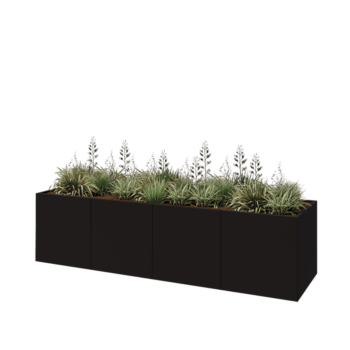 Stalen plantenbak XXL - Rechthoek - 320 x 80 x 80 cm - RAL9005 mat (zwart) - Met bodemplaat