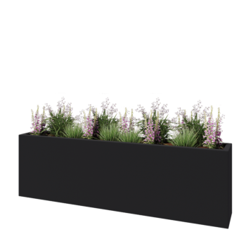 Polyester plantenbak - Rechthoek - 200 x 30 x 60 cm - RAL7021 mat (zwartgrijs) - Met bodem