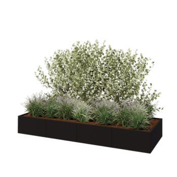 Stalen plantenbak XXL - Rechthoek - 320 x 100 x 40 cm - RAL9005 mat (zwart) - Zonder bodemplaat