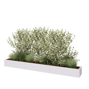 Stalen plantenbak XXL - Rechthoek - 360 x 40 x 30 cm - RAL9010 mat (wit) - Zonder bodemplaat