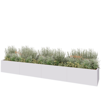 Stalen plantenbak XXL - Rechthoek - 480 x 80 x 60 cm - RAL9010 mat (wit) - Met bodemplaat