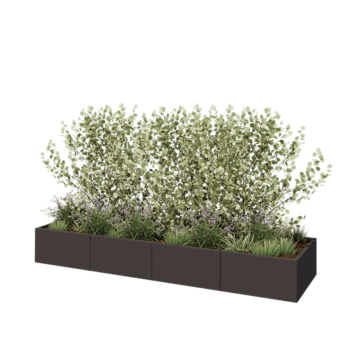 Stalen plantenbak XXL - Rechthoek - 320 x 80 x 40 cm - RAL7016 mat (antraciet grijs) - Met bodemplaat