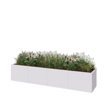 Stalen plantenbak XXL - Rechthoek - 320 x 60 x 60 cm - RAL9010 mat (wit) - Zonder bodemplaat
