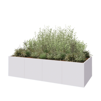 Stalen plantenbak XXL - Rechthoek - 320 x 120 x 80 cm - RAL9010 mat (wit) - Met bodemplaat