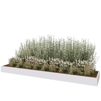 Stalen plantenbak XXL - Rechthoek - 480 x 100 x 30 cm - RAL9010 mat (wit) - Zonder bodemplaat