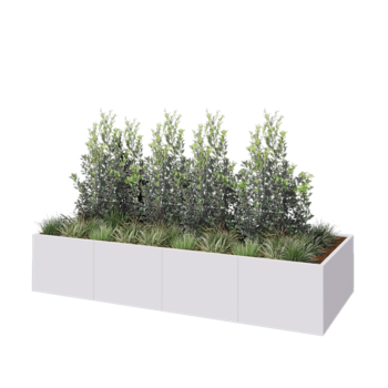 Stalen plantenbak XXL - Rechthoek - 320 x 120 x 60 cm - RAL9010 mat (wit) - Met bodemplaat