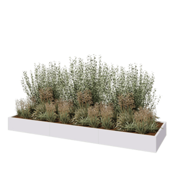 Stalen plantenbak XXL - Rechthoek - 360 x 100 x 30 cm - RAL9010 mat (wit) - Met bodemplaat