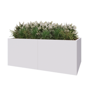 Stalen plantenbak XXL - Rechthoek - 200 x 120 x 80 cm - RAL9010 mat (wit) - Met bodemplaat