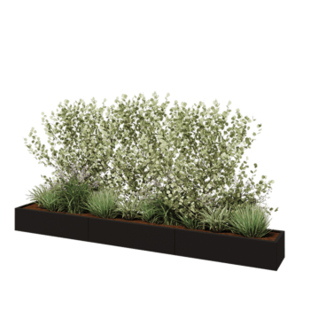 Stalen plantenbak XXL - Rechthoek - 360 x 40 x 30 cm - RAL9005 mat (zwart) - Zonder bodemplaat