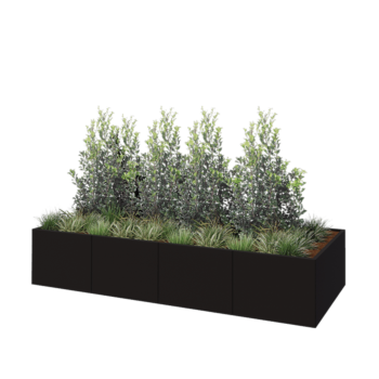 Stalen plantenbak XXL - Rechthoek - 320 x 120 x 60 cm - RAL9005 mat (zwart) - Met bodemplaat