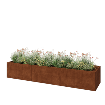 Cortenstaal plantenbak XXL - Rechthoek - 360 x 80 x 60 cm - Met bodemplaat