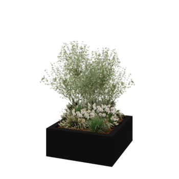 Polyester plantenbak - Vierkant - 100 x 100 x 40 cm - RAL9005 mat (zwart) - Met bodem