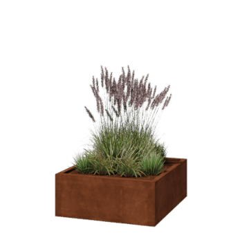 Cortenstaal plantenbak - Vierkant - 100 x 100 x 40 cm - Gelast - Met bodemplaat