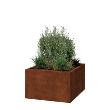 Cortenstaal plantenbak - Vierkant - 100 x 100 x 60 cm - Gelast - Met bodemplaat
