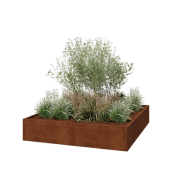 Cortenstaal plantenbak - Vierkant - 200 x 200 x 40 cm - Gelast - Zonder bodemplaat