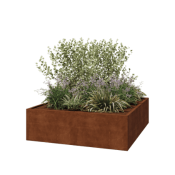 Cortenstaal plantenbak - Vierkant - 200 x 200 x 60 cm - Gelast - Zonder bodemplaat