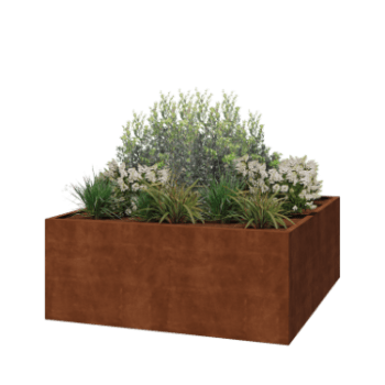 Cortenstaal plantenbak - Vierkant - 200 x 200 x 80 cm - Gelast - Zonder bodemplaat
