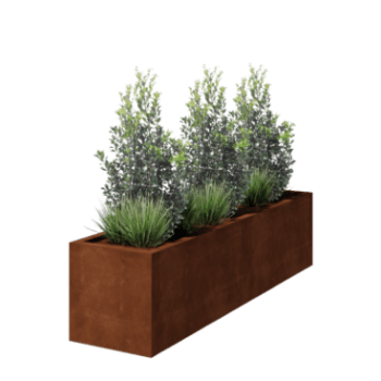 Cortenstaal plantenbak - Rechthoek - 200 x 50 x 50 cm - Gelast - Met bodemplaat