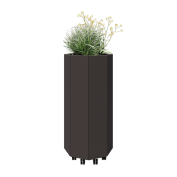 Stalen plantenbak - Achthoek - 48,3 x 48,3 x 100 cm - RAL7016 mat (antraciet grijs) - Met bodemplaat - Met wielen