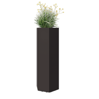 Stalen plantenbak - Zeshoek - 39,3 x 34,6 x 100 cm - RAL7016 mat (antraciet grijs) - Met bodemplaat - Met poten