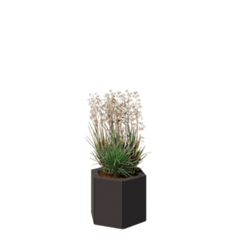 Stalen plantenbak - Zeshoek - 39,3 x 34,6 x 30 cm - RAL7016 mat (antraciet grijs) - Met bodemplaat