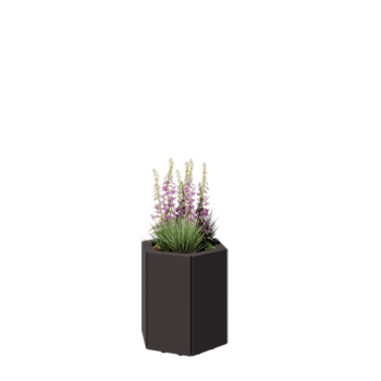 Stalen plantenbak - Zeshoek - 39,3 x 34,6 x 40 cm - RAL7016 mat (antraciet grijs) - Met bodemplaat - Met poten