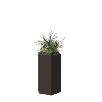 Stalen plantenbak - Zeshoek - 39,3 x 34,6 x 60 cm - RAL7016 mat (antraciet grijs) - Met bodemplaat