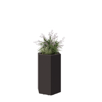 Stalen plantenbak - Zeshoek - 39,3 x 34,6 x 60 cm - RAL7016 mat (antraciet grijs) - Met bodemplaat - Met poten